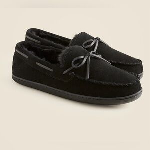 J.Crew Sherpa-lined suede slippers